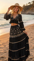 Two Piece Boho Set, Jupe Boho, Maxi Skirt and Crop Top, Bohemian Summer Outfit, Boho Chic Two Piece Set, Hippie Summer Outfit.