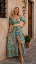 Paisley Boho Maxi Dress, off Shoulder Summer Dress, Flowy Bohemian Dress, Beach Vacation Dress, Romantic Resort Wear.