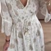 White Gold Boho Maxi Dress for Women, Paisley Print Summer Dress, Flowy Bohemian Dress, Beach Vacation Dress, Wedding Guest Dress.