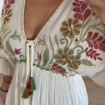Boho Embroidered Maxi Dress, Romantic Floral Long Dress, Bohemian Summer Dress, Cottagecore Dress, Elegant Resort Dress, Boho Maxi Dress.