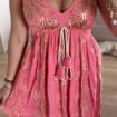 Coral Pink Maxi Dress, Boho Embroidered Dress, Flowy Summer Dress, Beach Vacation Outfit, Resort Wear, Bohemian Dress.