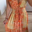 Orange Silk Maxi Dress, Boho Paisley Dress, Long Summer Dress, Beach Vacation Dress, Bohemian Wedding Guest Dress, Resort Dress, Boho Chic.