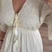 White Boho Maxi Dress, Lace Tiered Dress, Long Sleeve Summer Dress, Beach Vacation Outfit, Bohemian Wedding Guest Dress, Boho Kleid.