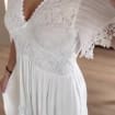 White Boho Lace Maxi Dress, Romantic V Neck Summer Dress, Cottagecore Maxi Dress, Beach Wedding Guest Dress, Flowy Bohemian Dress.