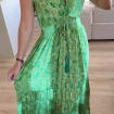 Green Silk Maxi Dress, Boho Paisley Summer Dress, V Neck Ruffle Dress, Long Flowing Beach Dress, Romantic Wedding Guest Dress, Bohemian Dres